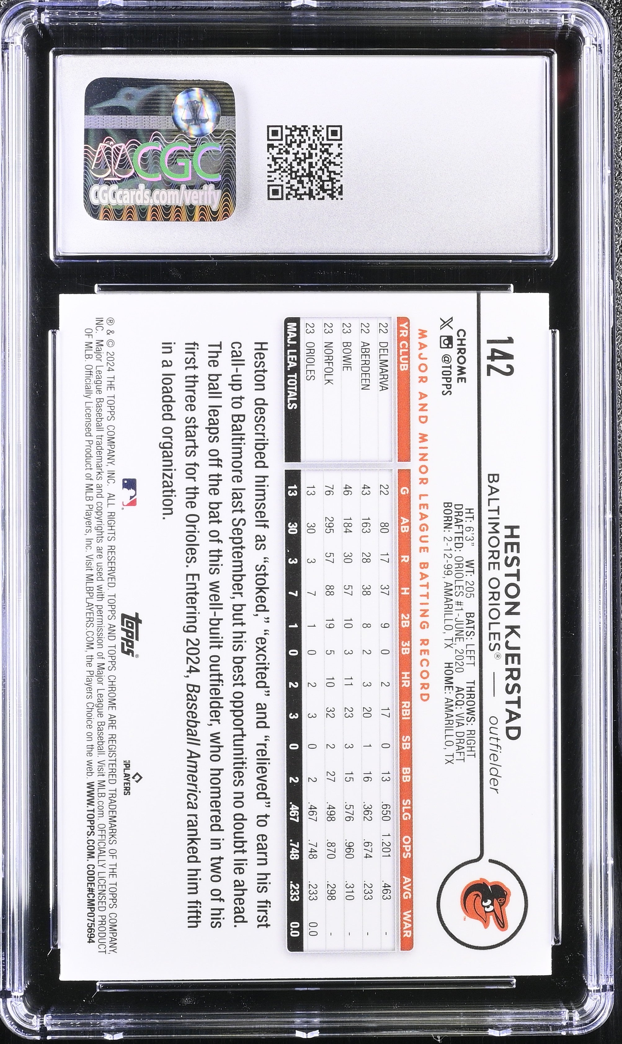 2024 Topps Chrome Heston Kjerstad Rookie Prism Refractor CGC 10 RC