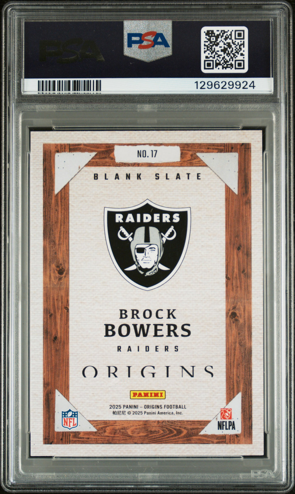 2025 Origins Brock Bowers Blank Slate Case Hit PSA 9 2025 Panini Origins Blank Slate Brock Bowers #17 PSA 9