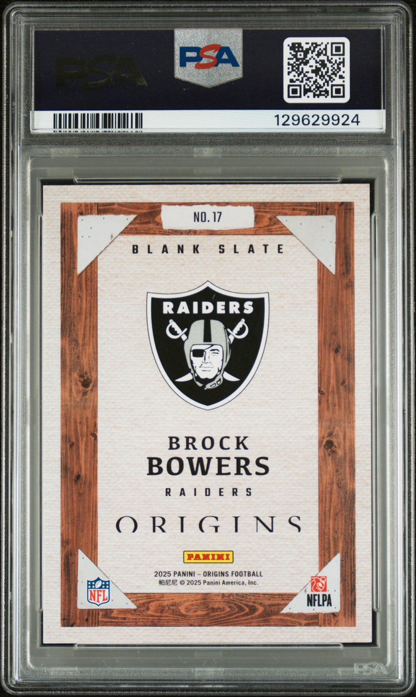 2025 Origins Brock Bowers Blank Slate Case Hit PSA 9 2025 Panini Origins Blank Slate Brock Bowers #17 PSA 9