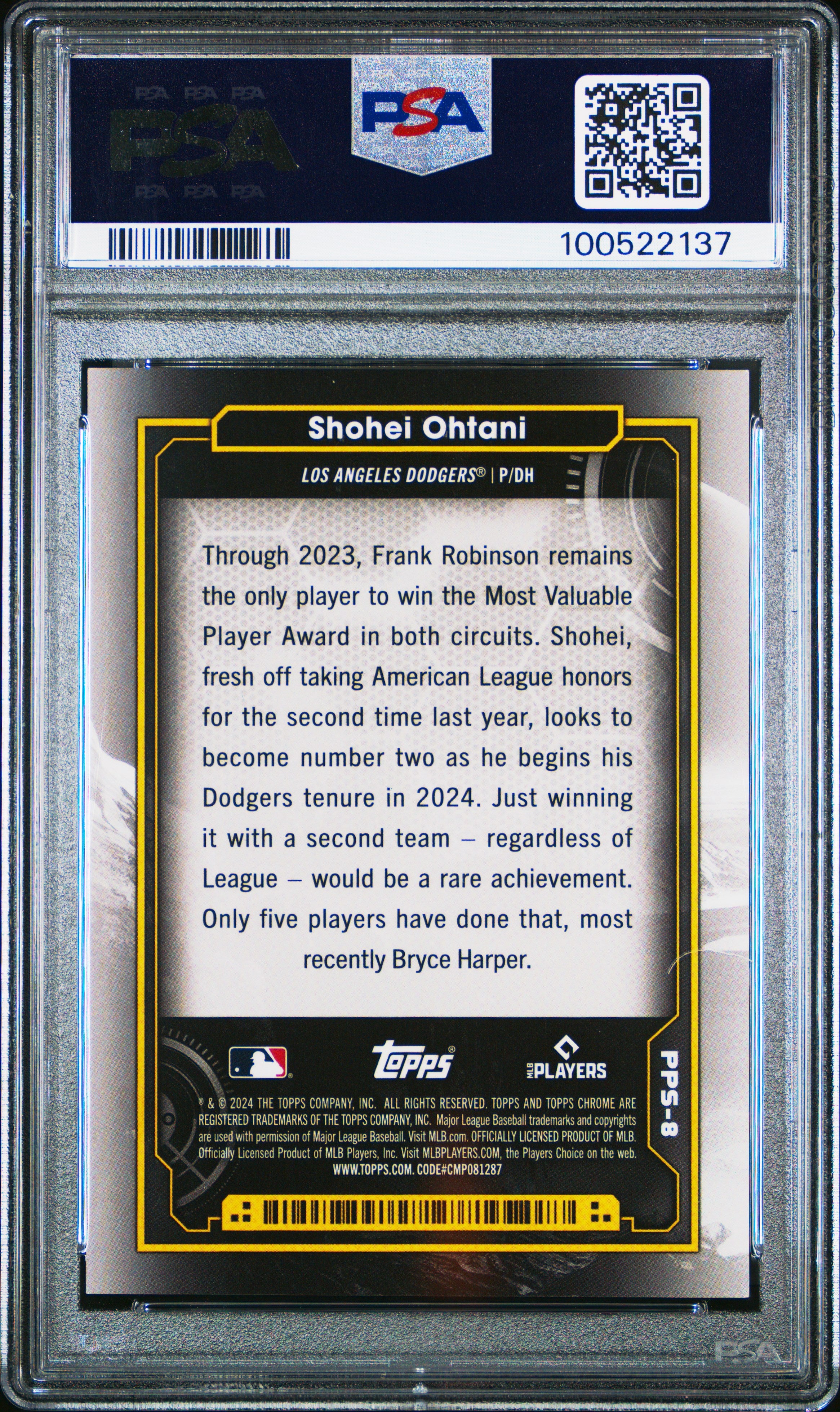 2024 Topps Chrome Cosmic Shohei Ohtani Planetary Pursuit The Sun PSA 9