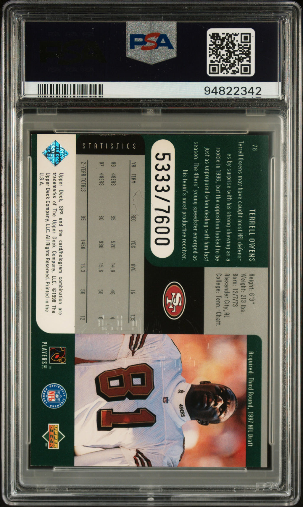 1998 SPx Terrell Owens 5333/76000 PSA 6