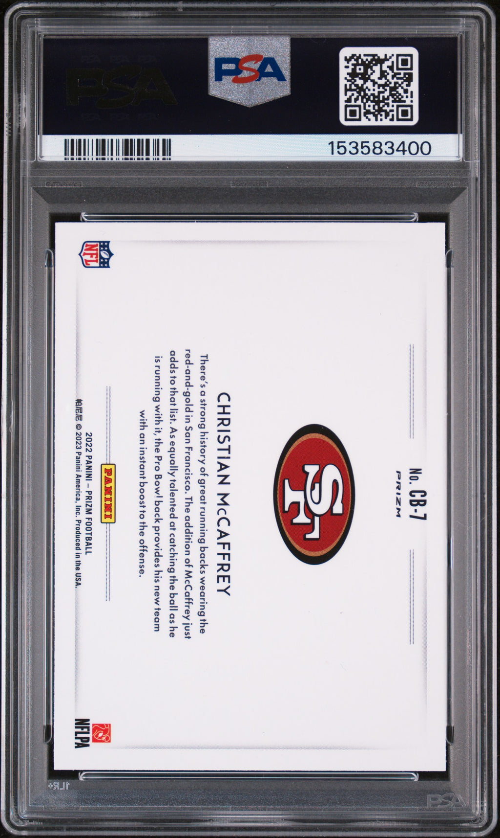 2022 Prizm Christian McCaffrey Color Blast PSA 9