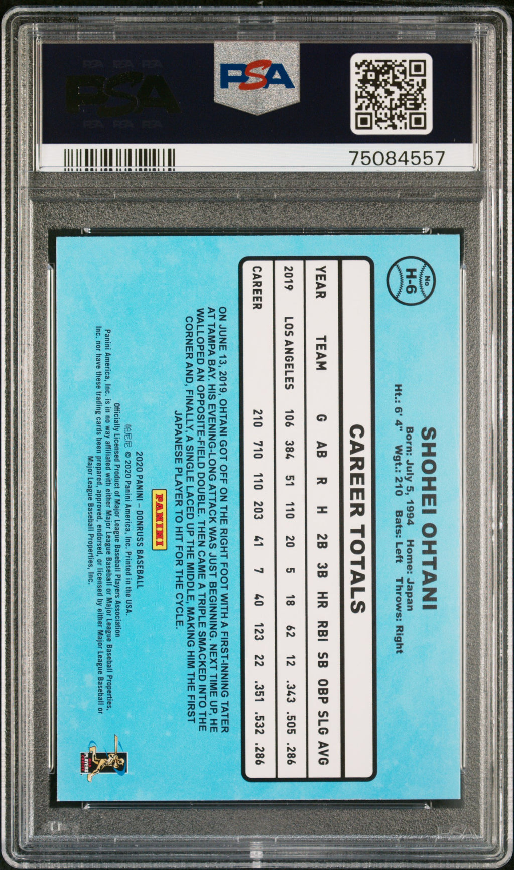 2020 Panini Donruss Highlights Shohei Ohtani #H6 Diamond PSA 9