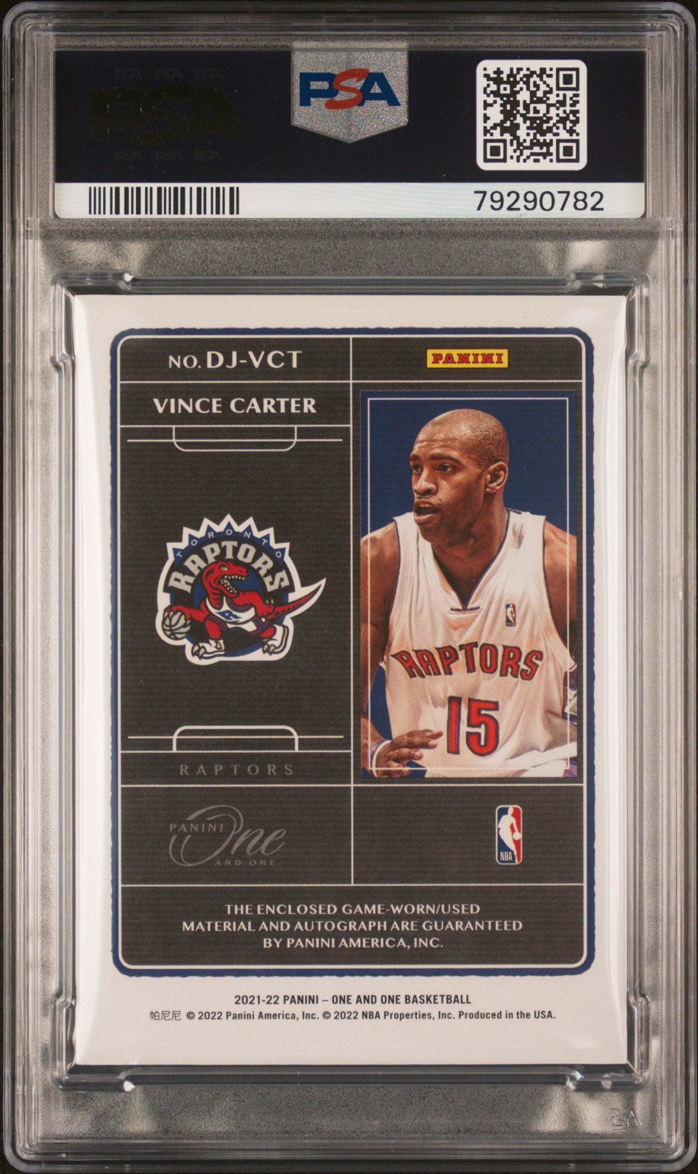 2021 Panini One And Onr Vince Carter Dual Jersey Autograph PSA 7 Auto 10