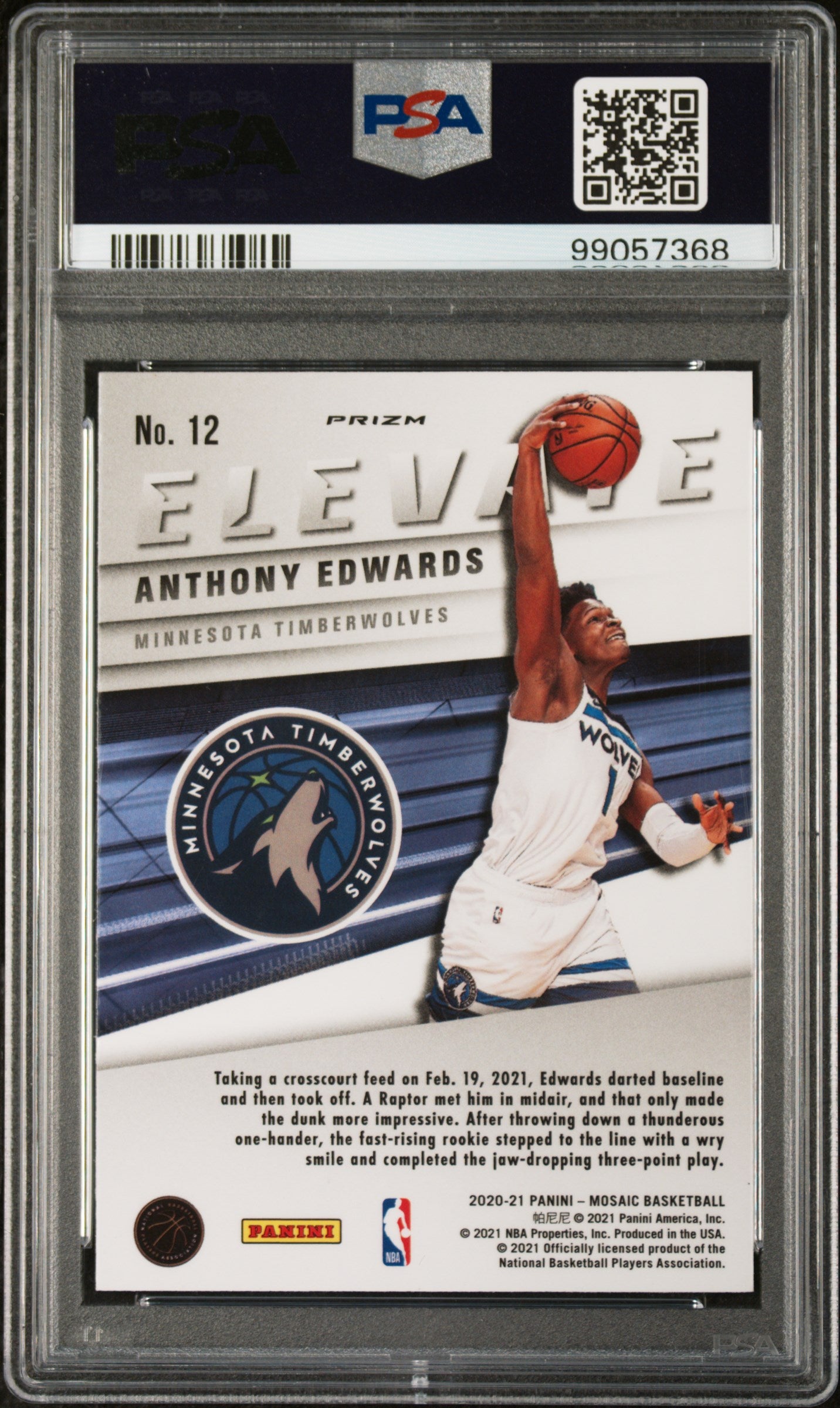 2020 Mosaic Anthony Edwards Elevate Mosaic PSA 10