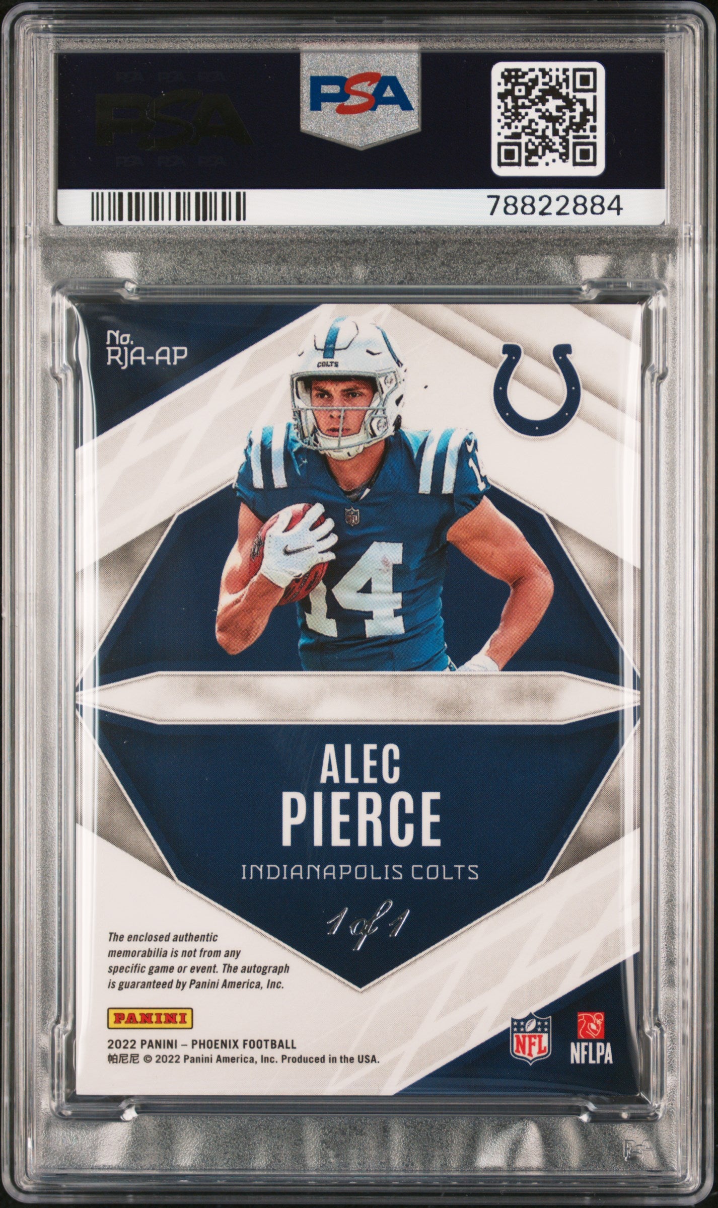 2022 Phoenix Alec Pierce Rookie Patch Auto 1/1 PSA 8