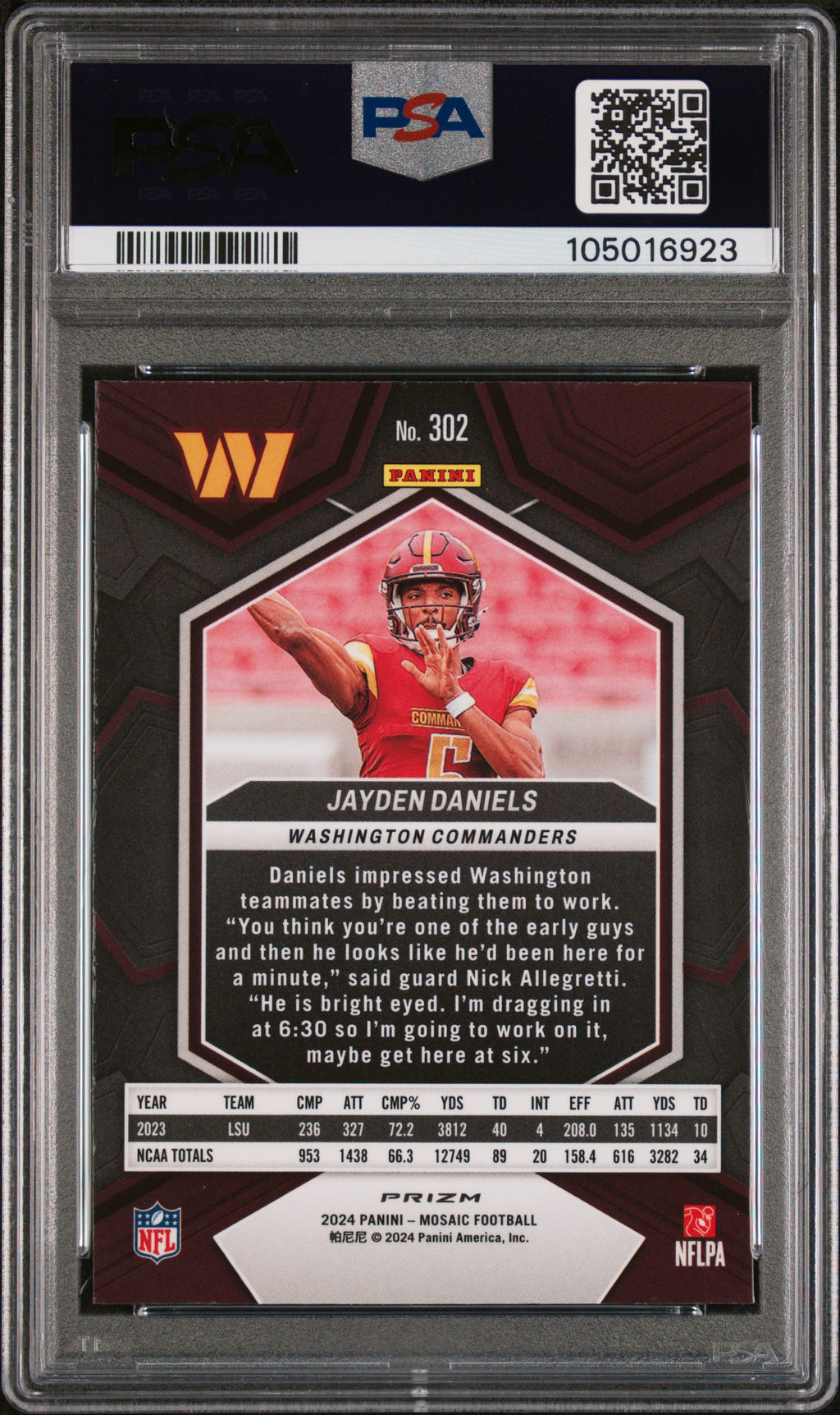 2024 Mosaic Jayden Daniels Mosaic PSA 10 RC
