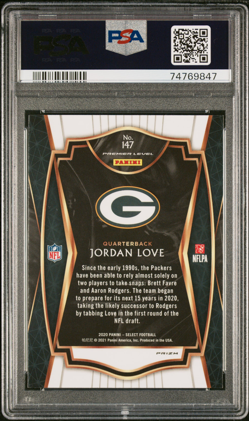 2020 Panini Select Jordan Love #147 Silver Prizm PSA 9