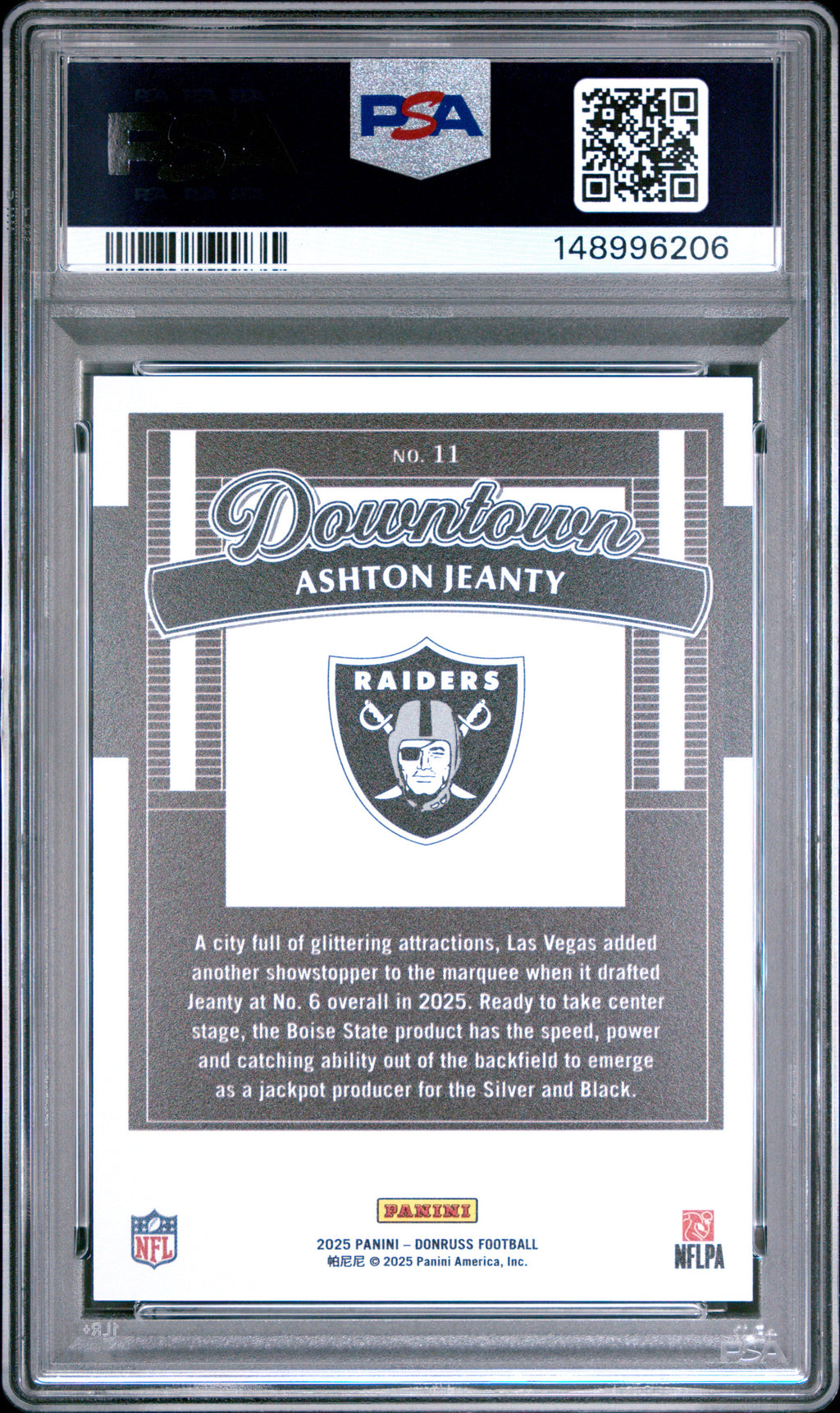 2025 Donruss Ashton Jeanty Rookie Downtown PSA 9 RC