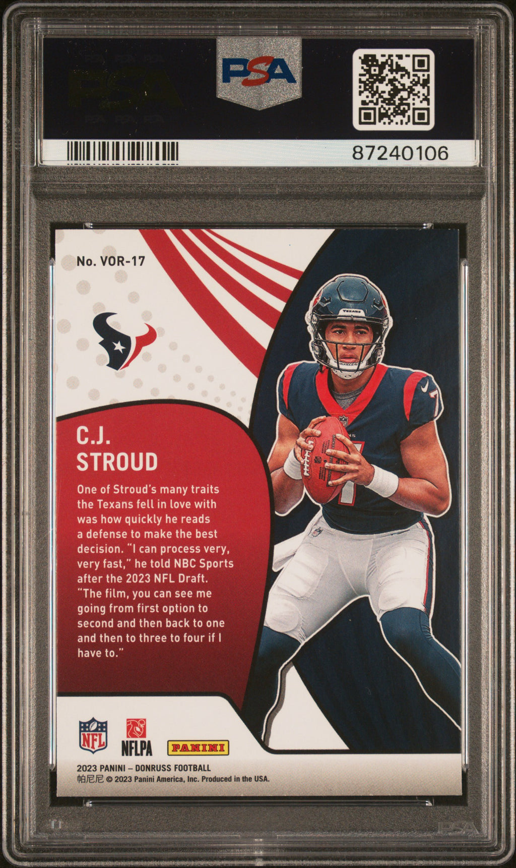 2023 Panini Donruss Vortex CJ Stroud #VOR17 PSA 10