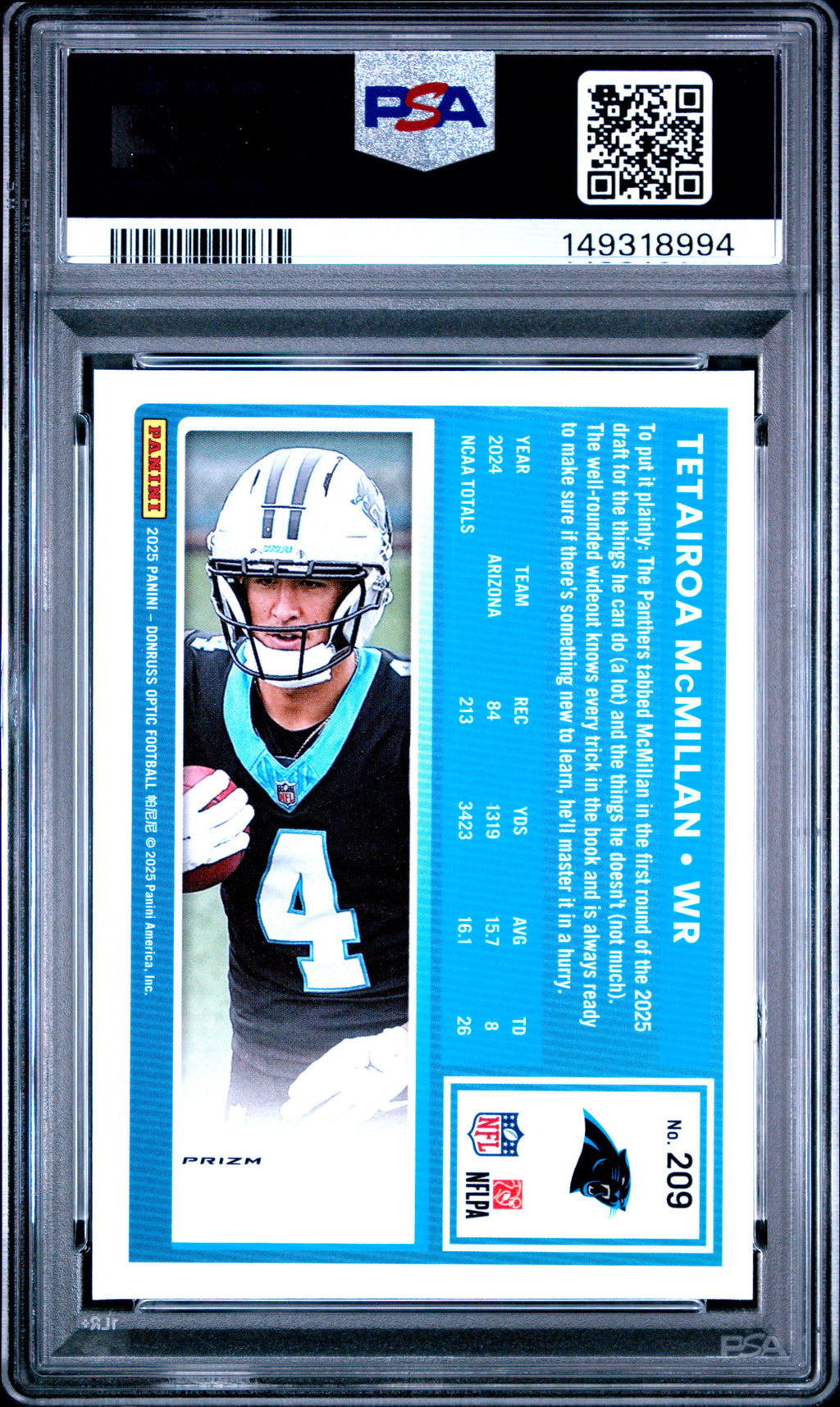 2025 Donruss Optic Tetairoa McMillan Purple Shock PSA 10