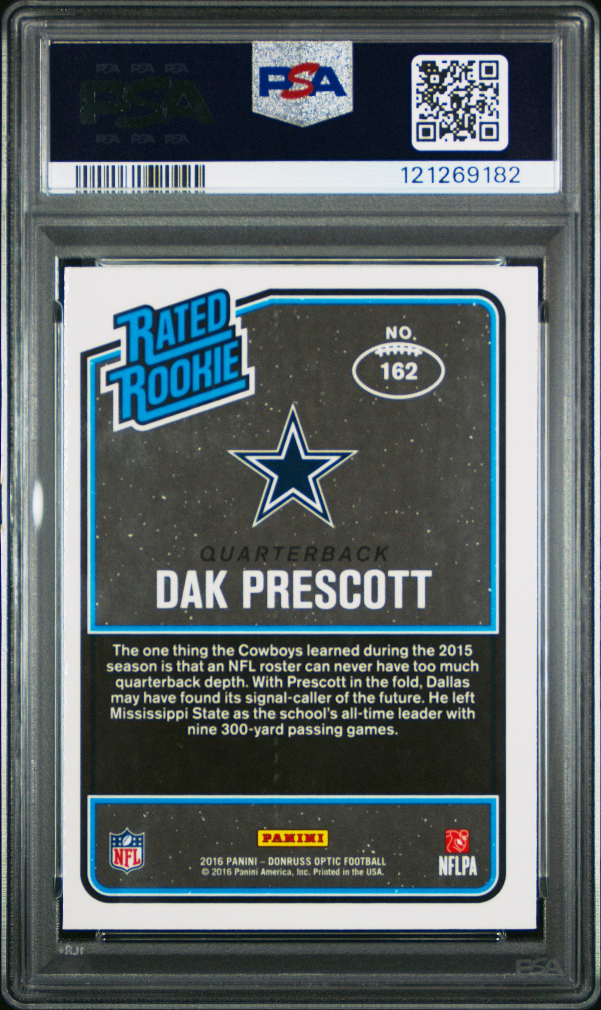 2016 Donruss Optic Dak Prescott Rookie Red & Yellow PSA 9 RC