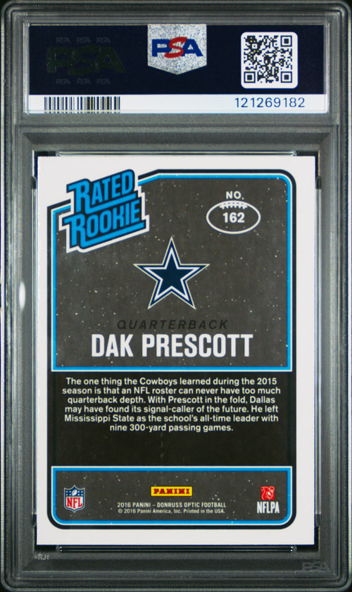 2016 Donruss Optic Dak Prescott Rookie Red & Yellow PSA 9 RC