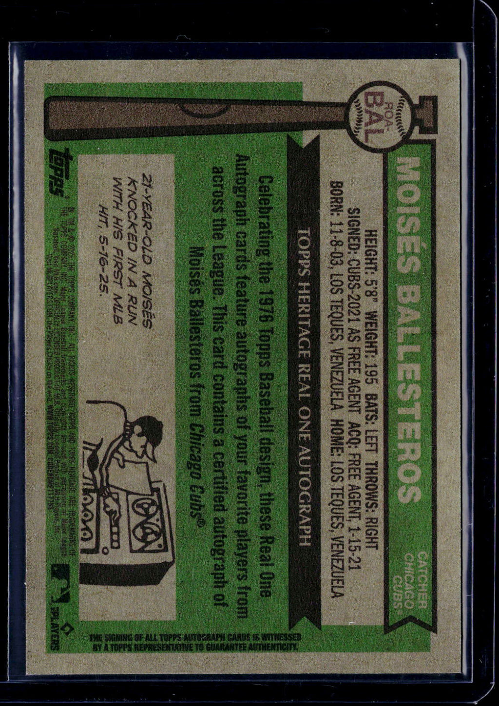 2025 Topps Heritage Moises Balleseros Real One Auto 66/76