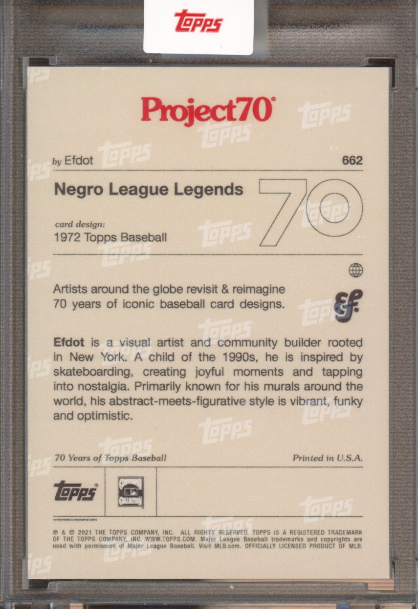 2021 Topps Project 70 Negro League Legends Efdot 662