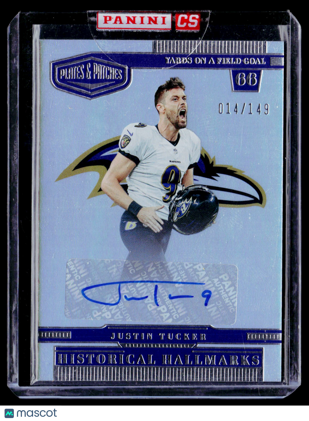 2023 Plates & Patches Justin Tucker Historical Hallmarks Auto 14/149