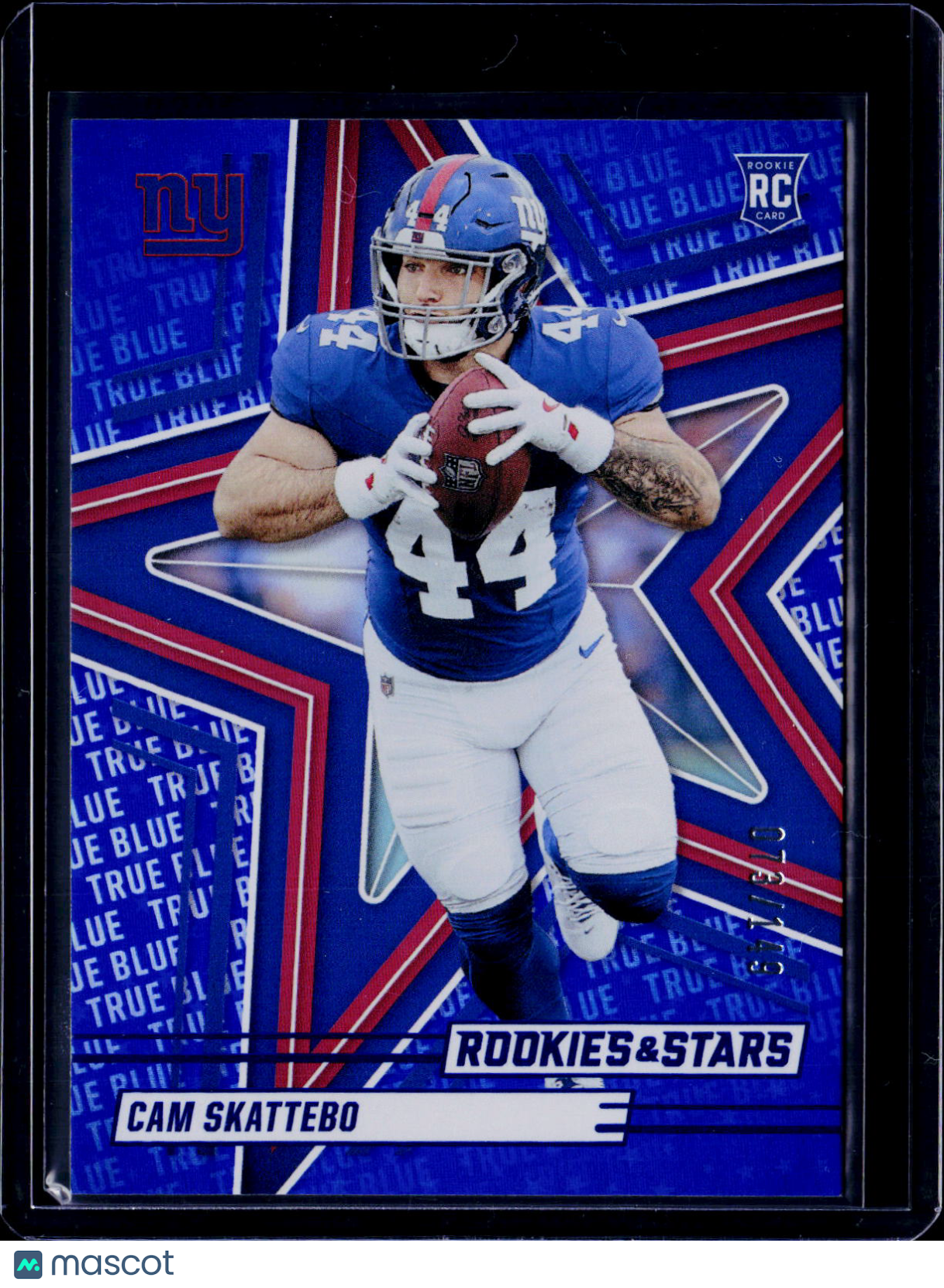 2025 Rookies and Stars Cam Skattebo True Blue 073/149 RC