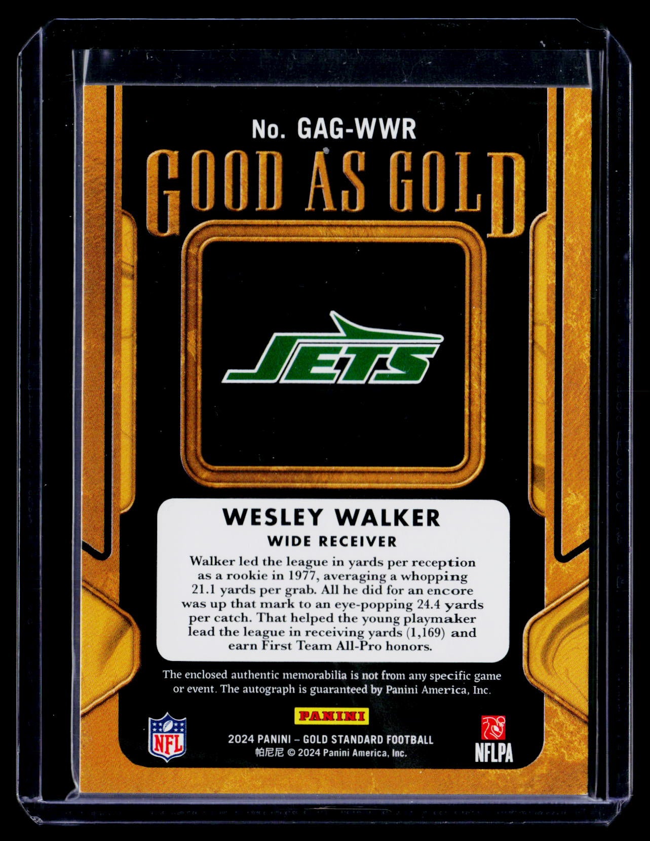 2024 Gold Standard Wesley Walker Good as Gold Patch Auto 23/24