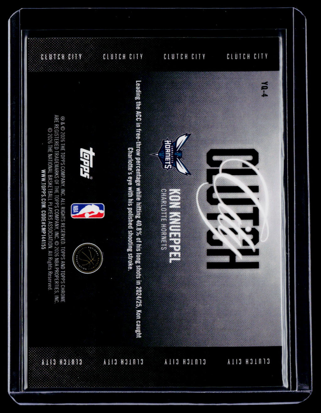 2025-26 Topps Chrome Update Kon Knueppel Rookie Clutch City Gold Refractor 40/50 RC