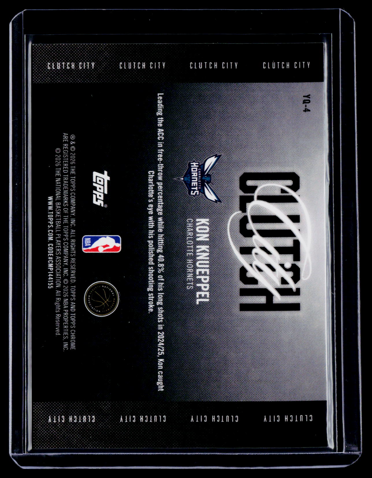 2025-26 Topps Chrome Update Kon Knueppel Rookie Clutch City Gold Refractor 40/50 RC