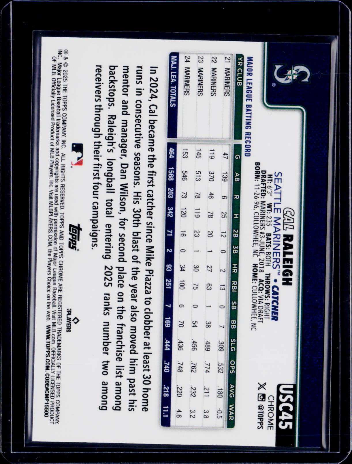 2025 Topps Chrome Update Cal Raleigh Black Geometric 02/10