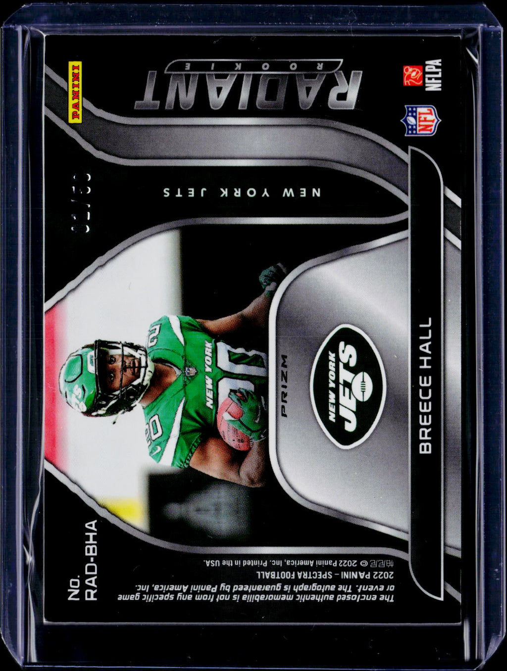 2022 Spectra Breece Hall Radiant Rookie Patch Auto /50