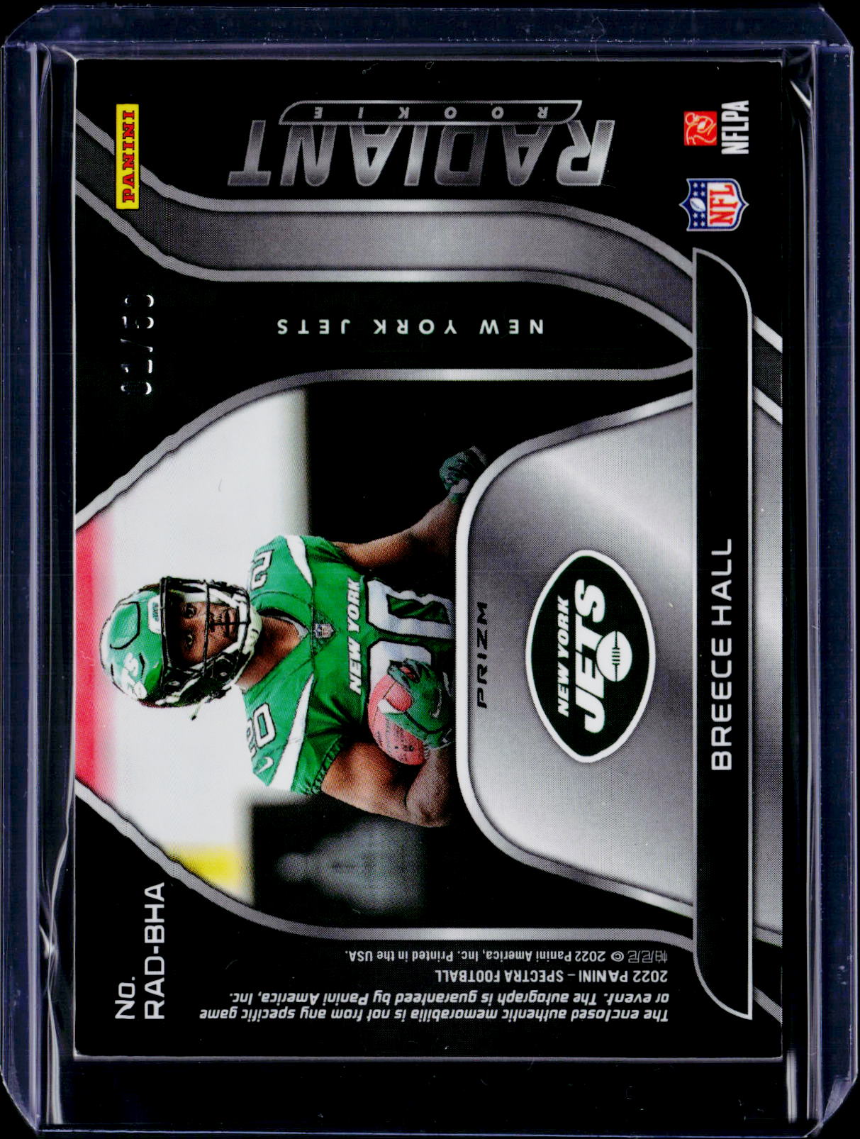 2022 Spectra Breece Hall Radiant Rookie Patch Auto /50