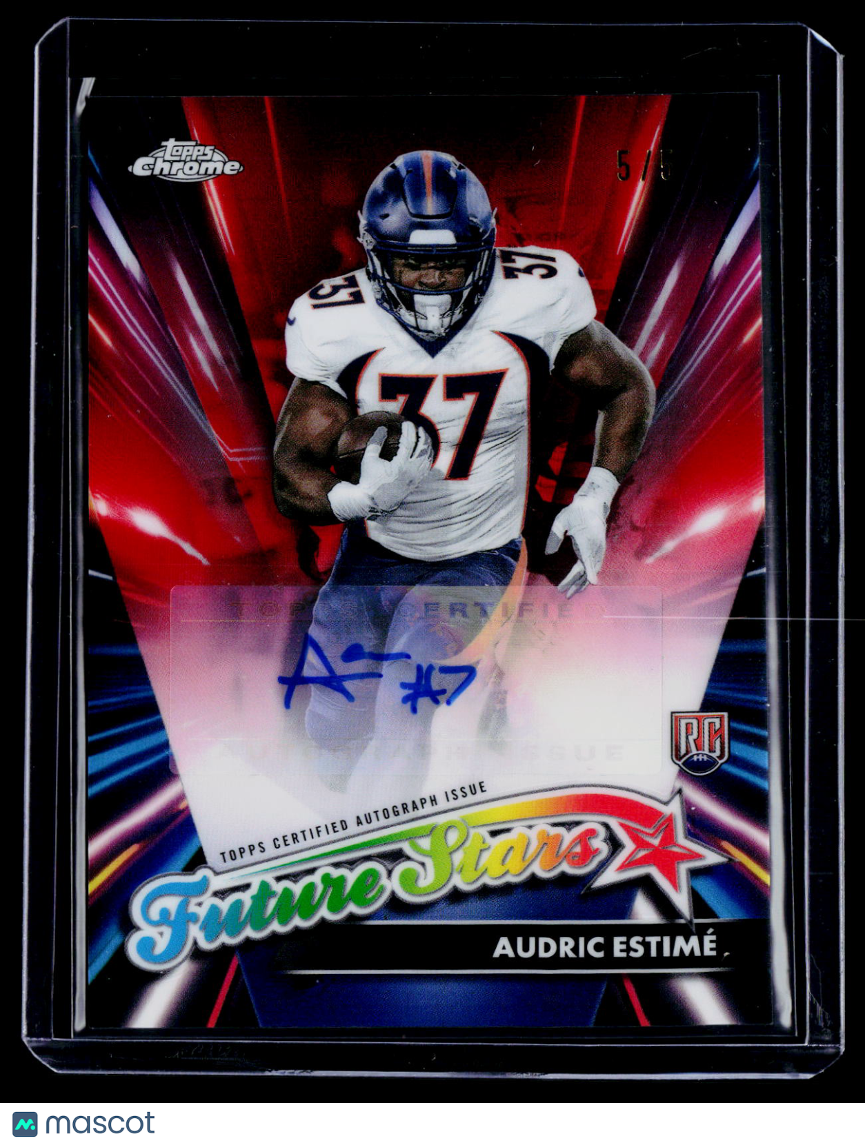 2024 Topps Chrome Audric Estime Rookie Future Stars Red Auto 5/5 RC