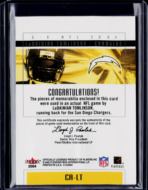 2004 Fleer E-X LaDainian Tomlinson Clearly Authentics Patch