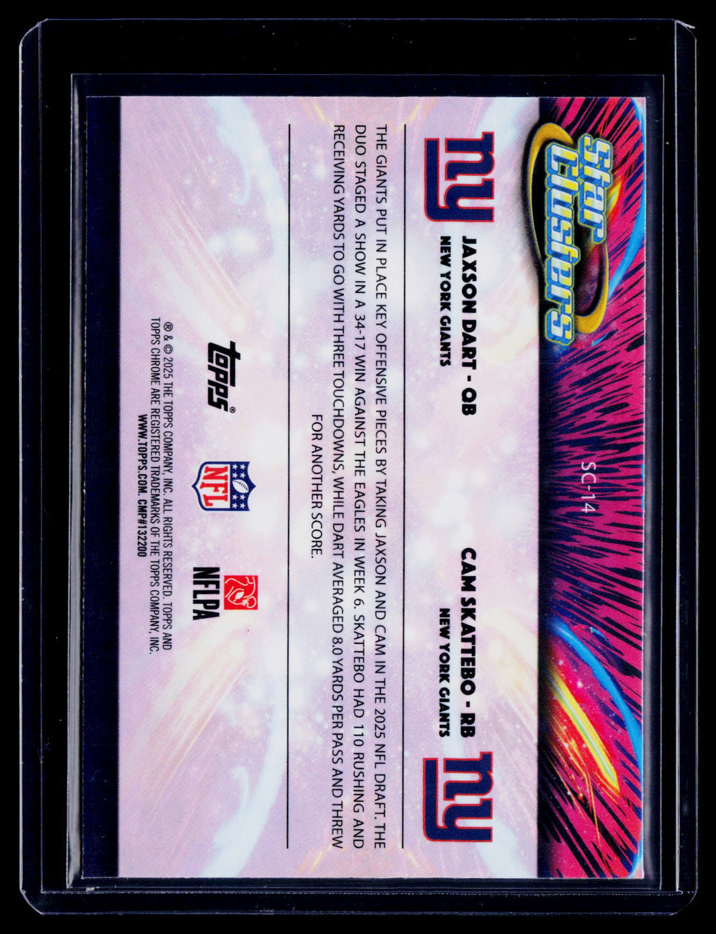 2026 Topps Chrome Cosmic Jaxson Dart / Cam Skattebo Rookie Star Clusters RC