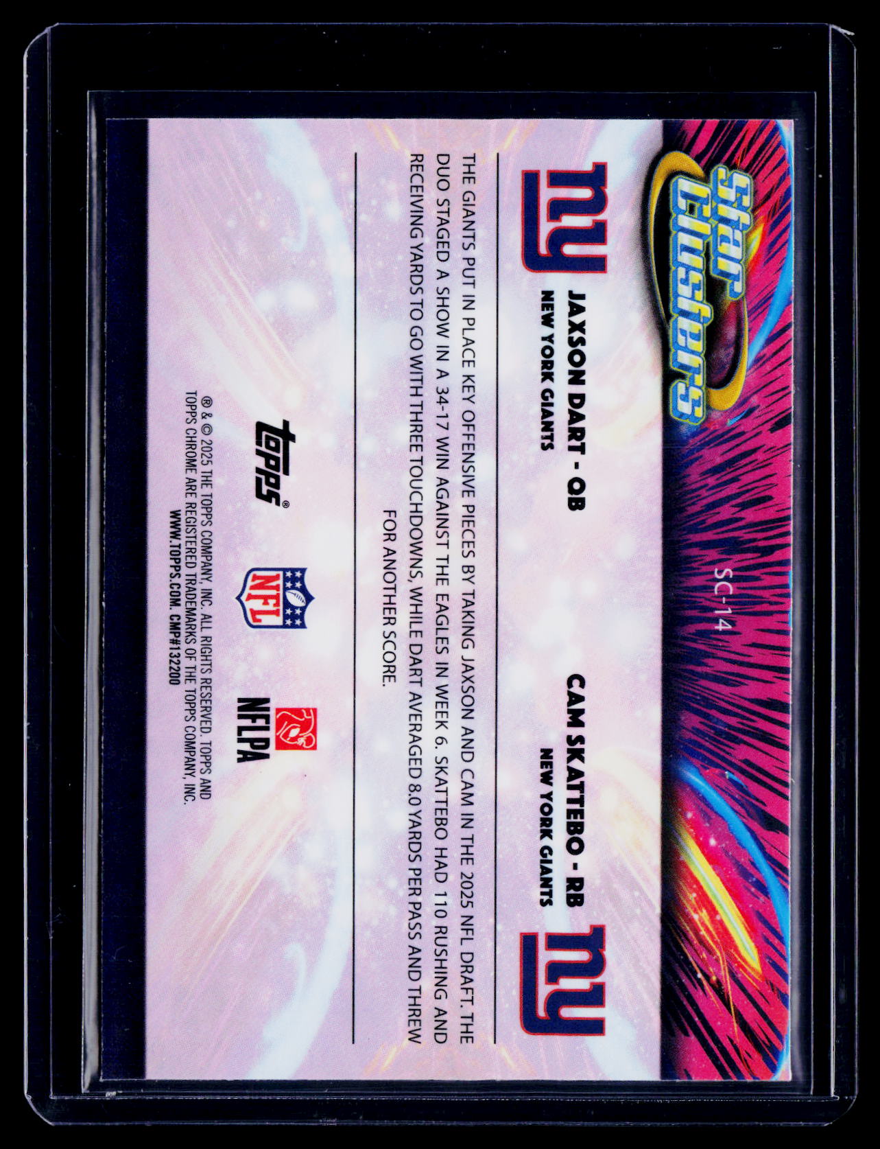 2026 Topps Chrome Cosmic Jaxson Dart / Cam Skattebo Rookie Star Clusters RC