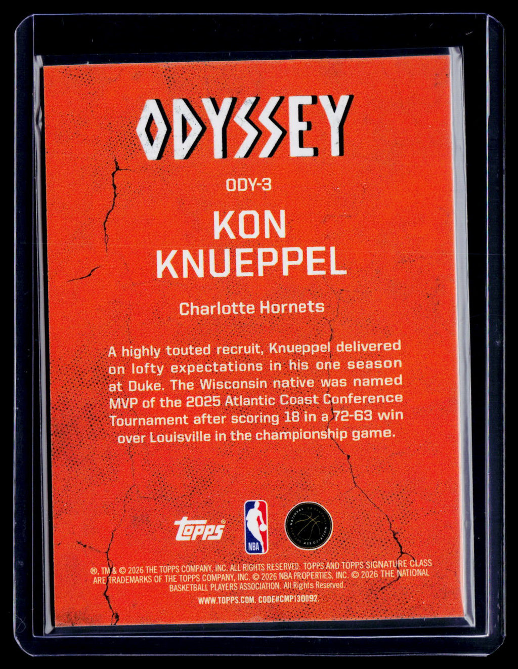 2025-26 Topps Signature Class Kon Knueppel Rookie Odyssey Case Hit RC