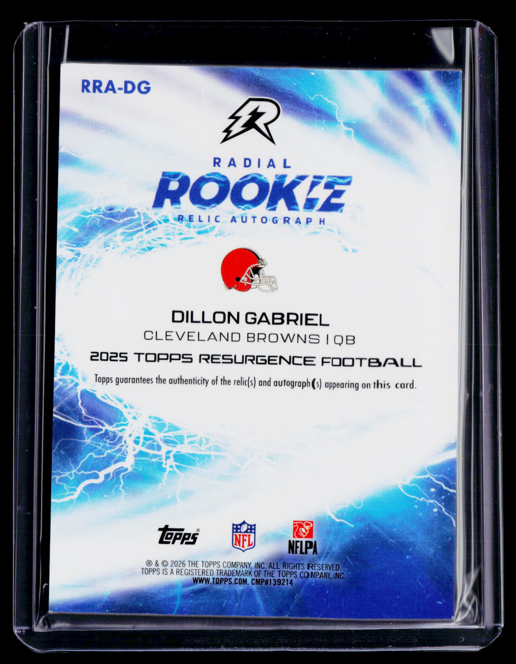 2025 Topps Resurgence Dillon Gabriel Rookie Blue Surge Patch Auto 25/99 RC