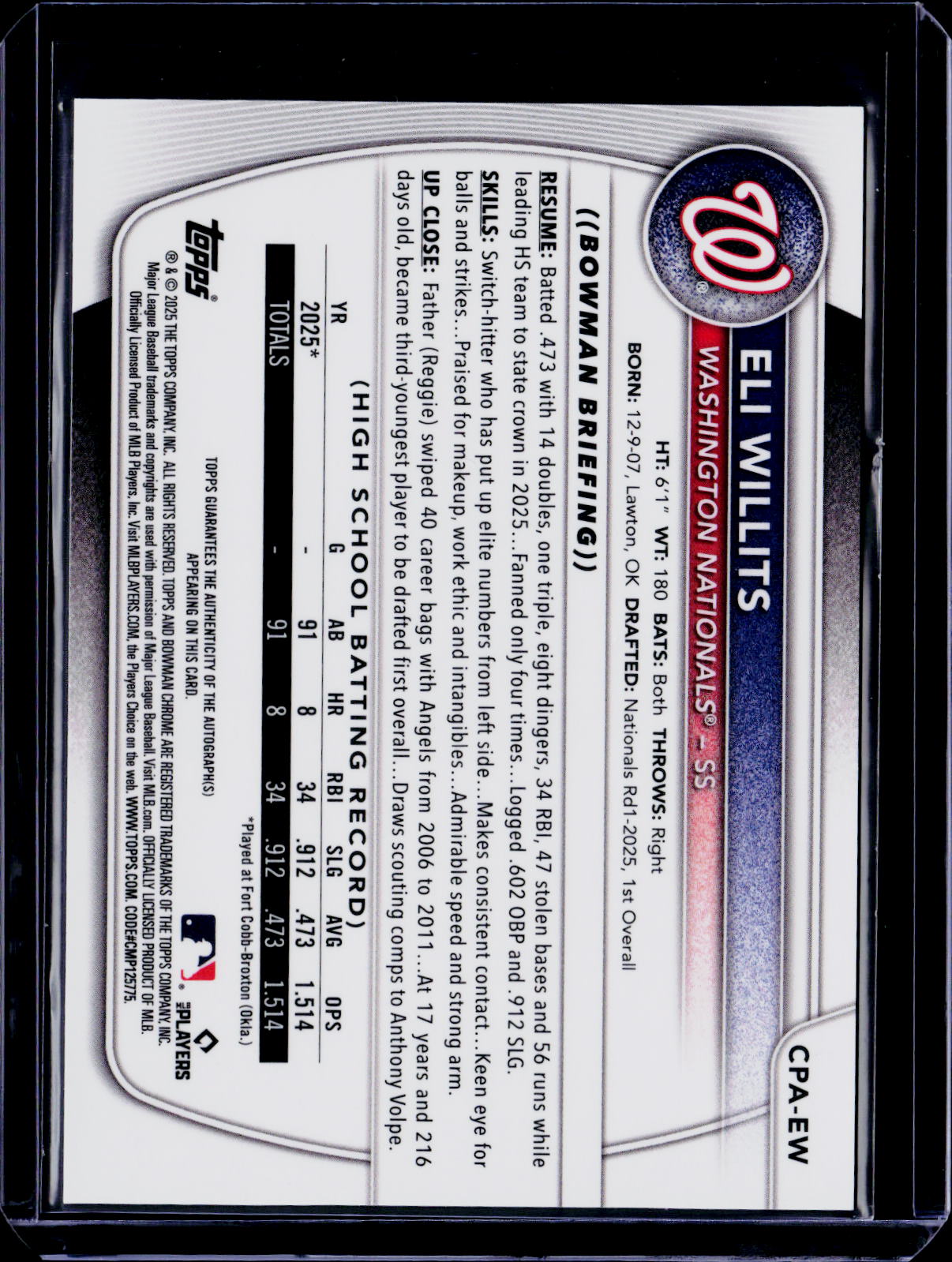 2025 Bowman Draft Eli Willits Bowman First Auto