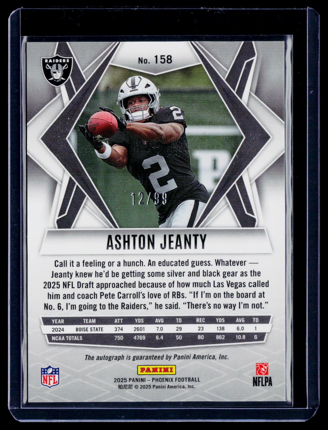 2025 Phoenix Ashton Jeanty Rookie Auto 12/99 RC