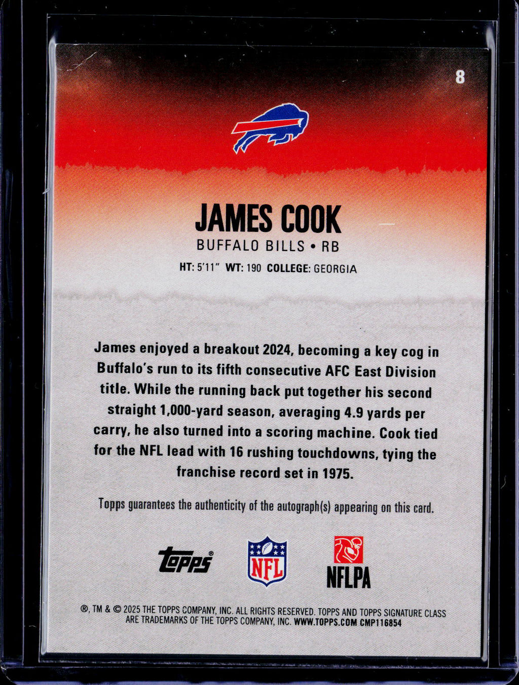 2025 Topps Signature Class James Cook Silver Auto /275