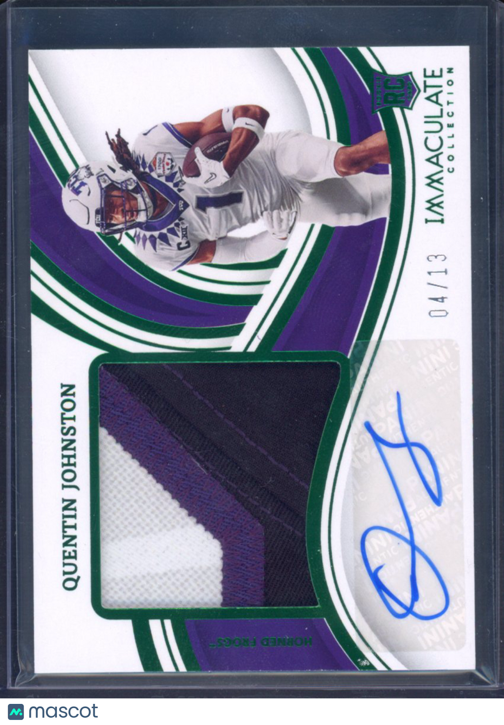 2023 Immaculate Collegiate Quentin Johnston Rookie Patch Auto 04/13 RC
