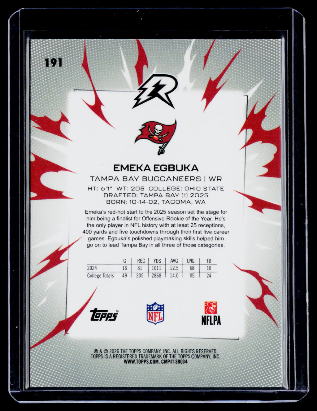 2025 Topps Resurgence Emeka Egbuka Rookie Lime Green Power Surge 15/15 RC
