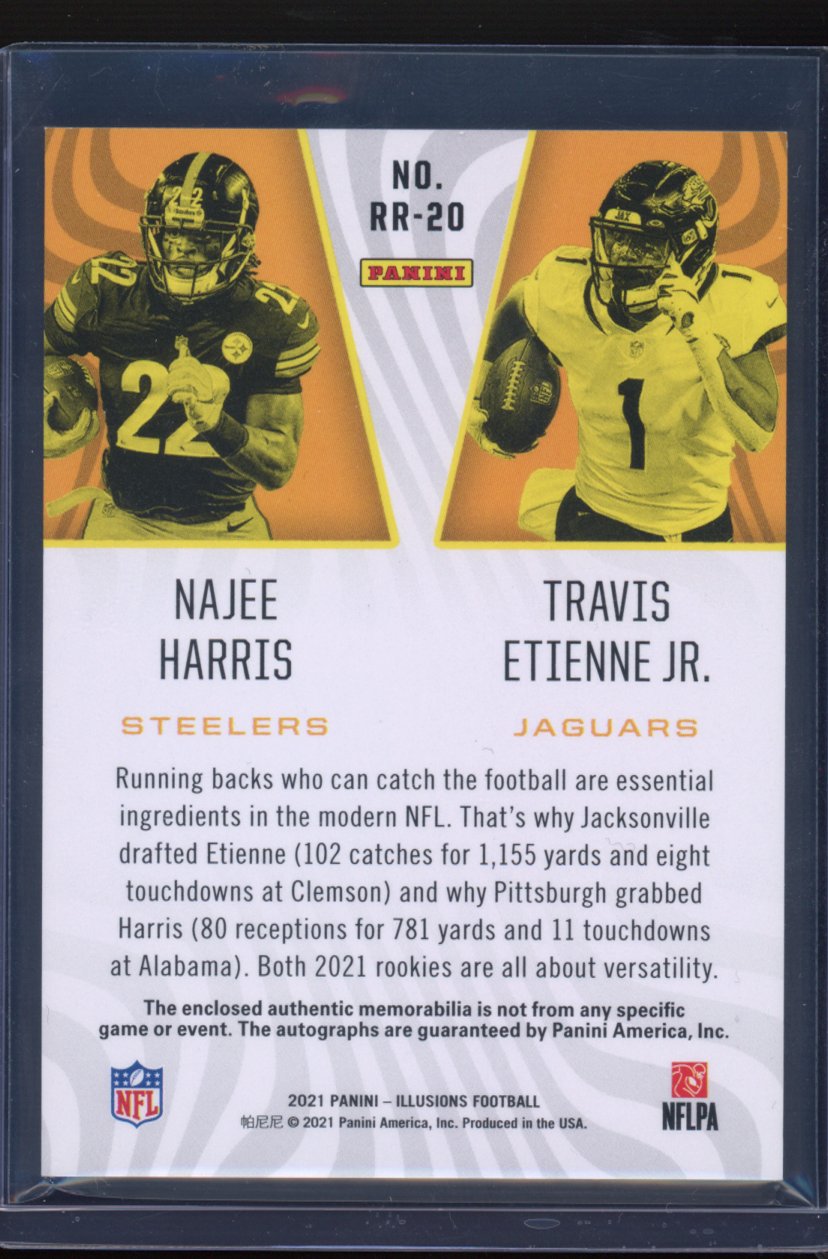 2021 Illusions Najee Harris Travis Etienne Rookie Reflections RPA 11/50 RC