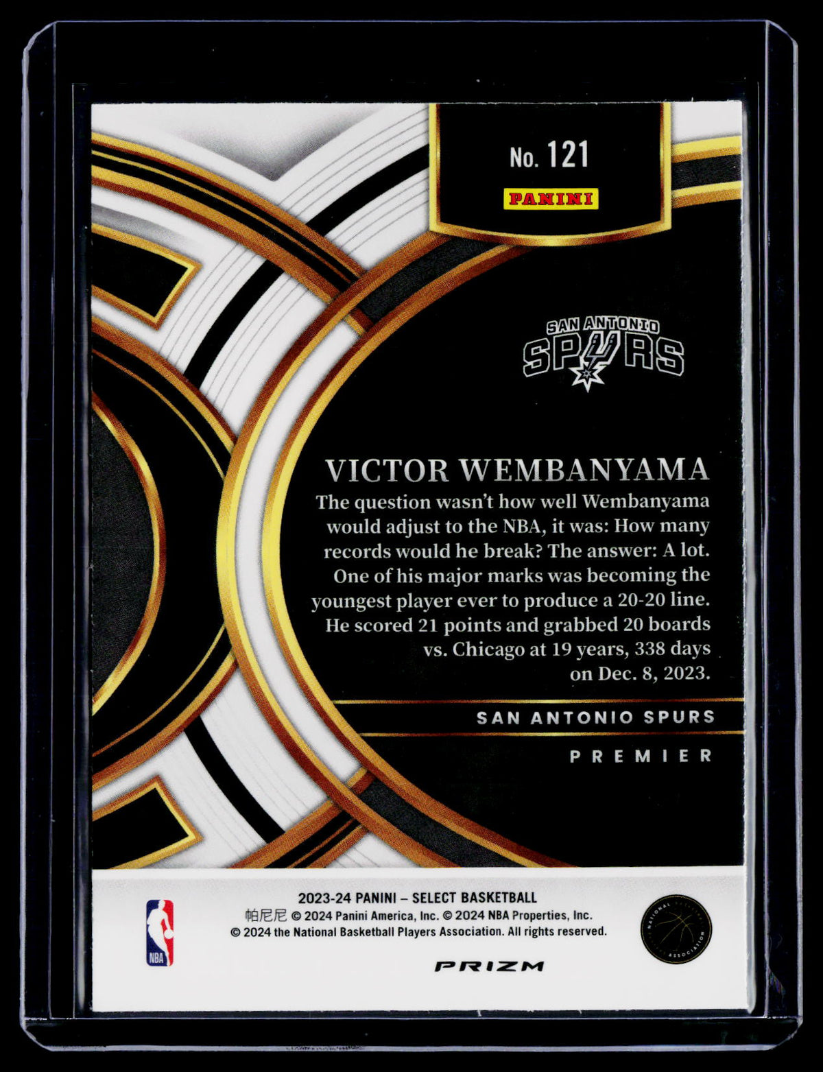 2023-24 Select Victor Wembanyama Blue Cracked Ice Premier Level