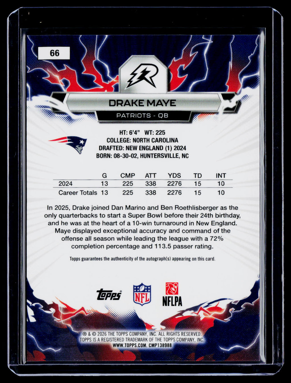 2025 Topps Resurgence Drake Maye Silver Static Auto
