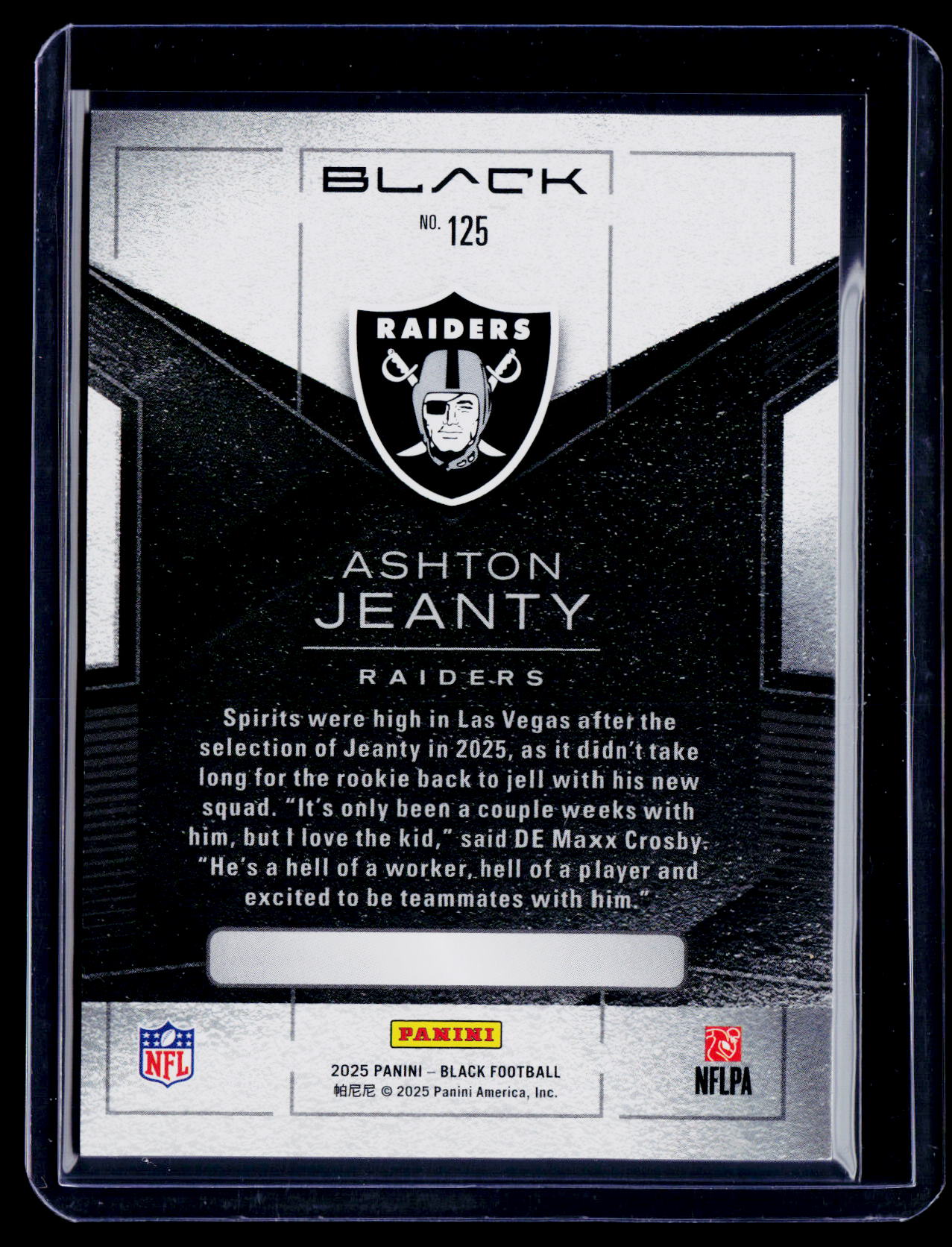 2025 Black Ashton Jeanty Rookie Citrine 3/30 RC