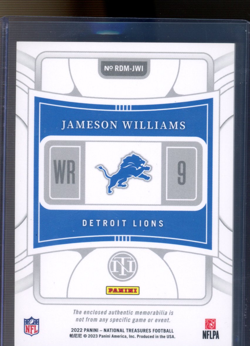 2023 National Treasures Jameson Williams Dual Patch 84/99 RC