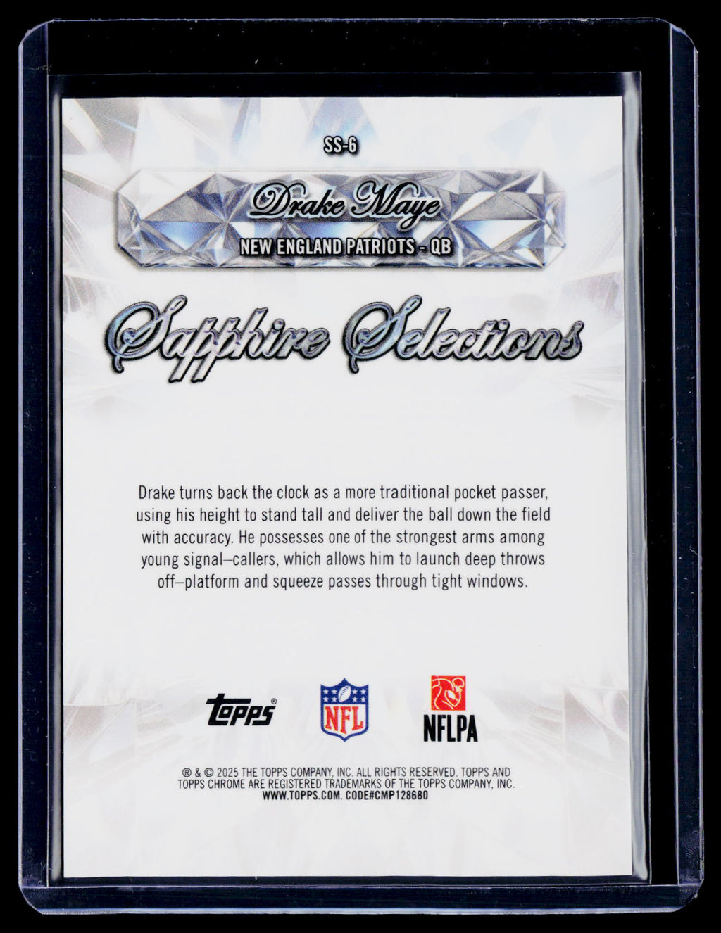 2025 Topps Chrome Sapphire Drake Maye Sapphire Selections