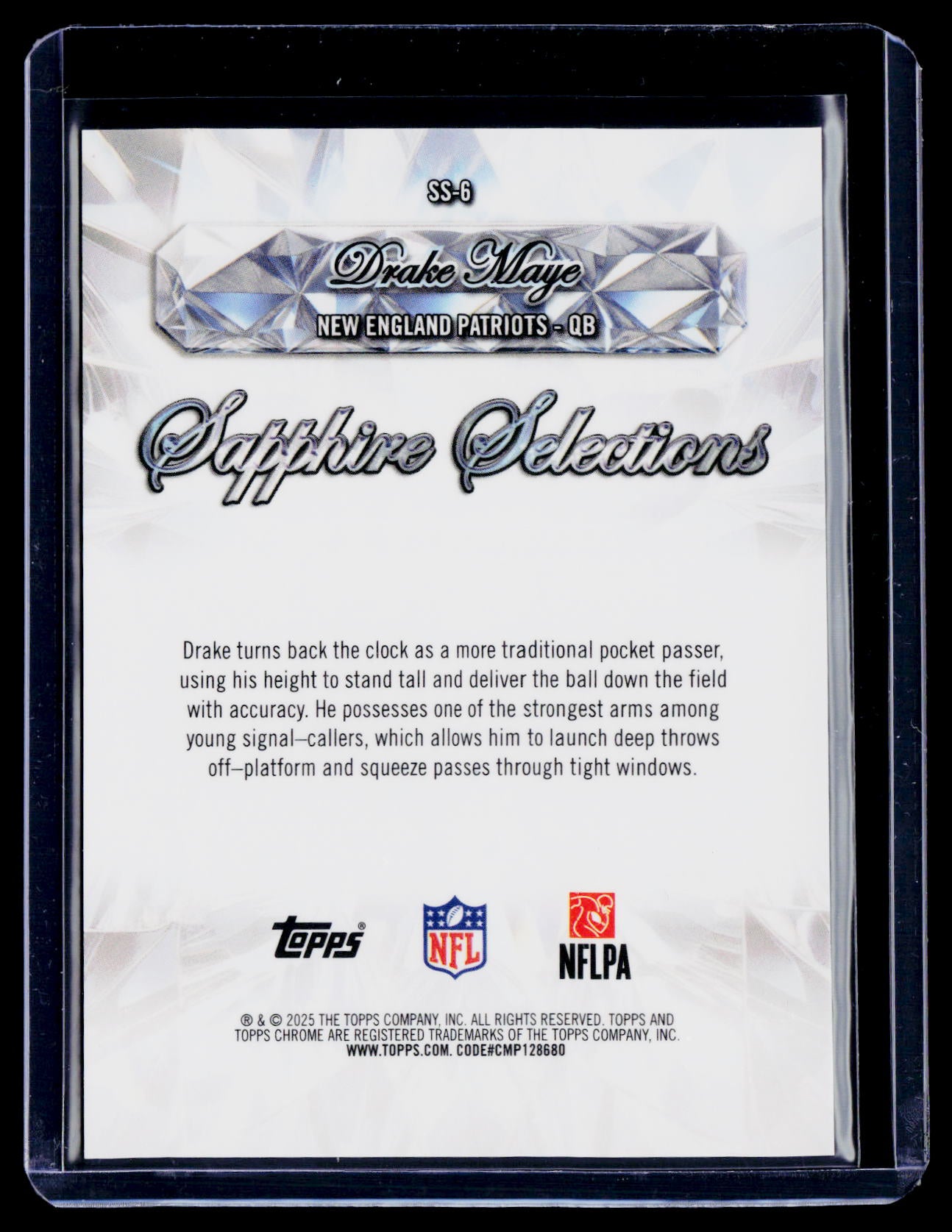 2025 Topps Chrome Sapphire Drake Maye Sapphire Selections