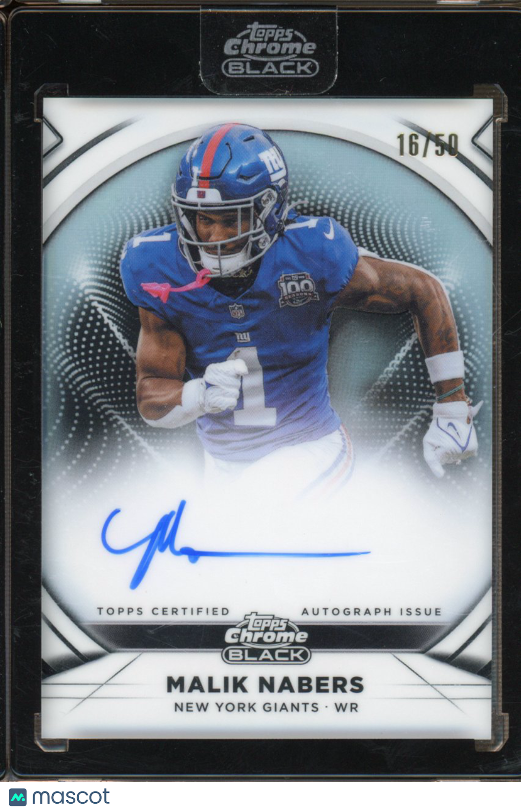 2025 Topps Chrome Black Malik Nabers White Ivory Auto 16/50