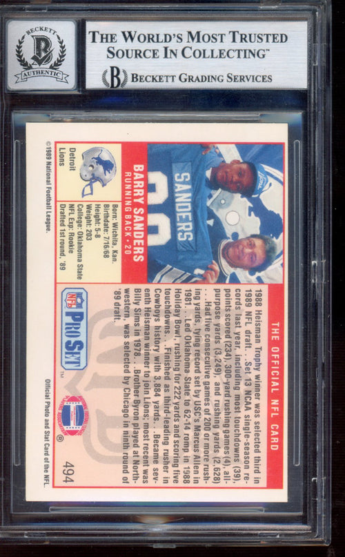 1989 Pro Set #494 Barry Sanders Becket Authentic Auto
