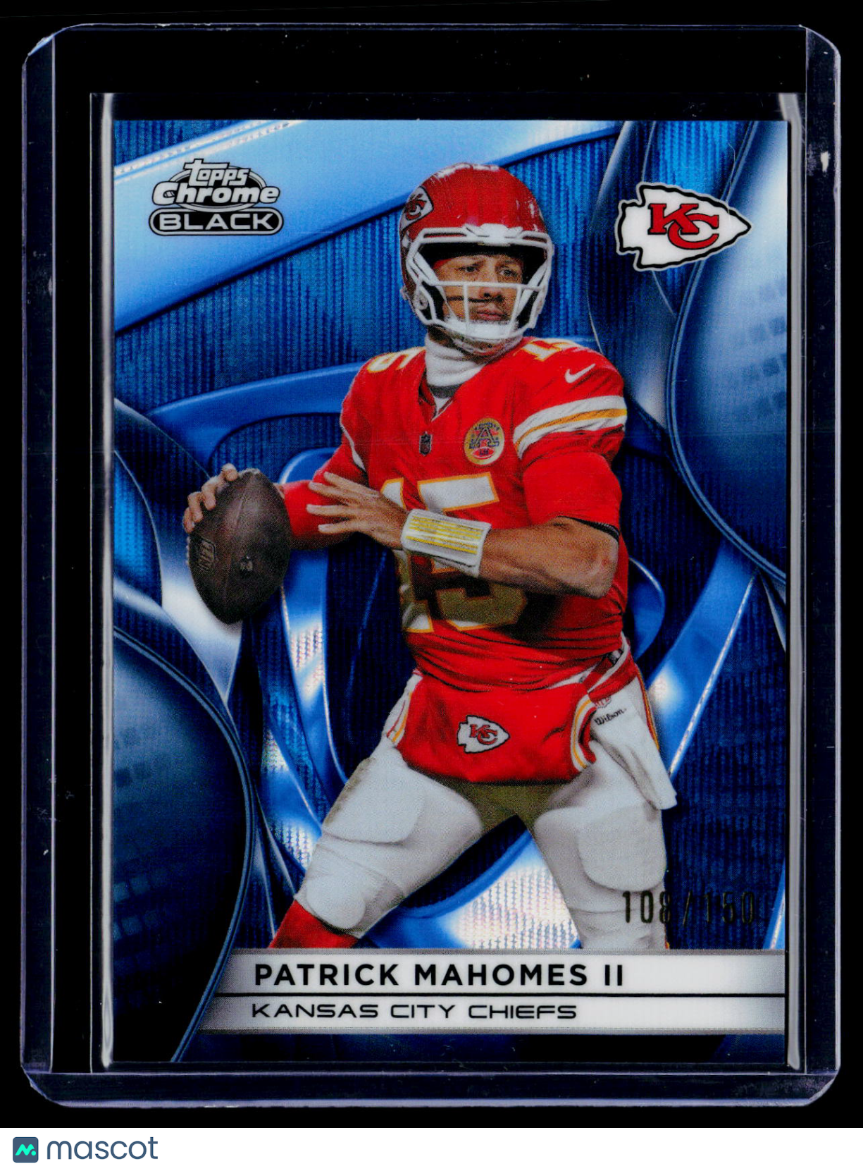 2025 Topps Chrome Black Patrick Mahomes Blue Wave 108/150