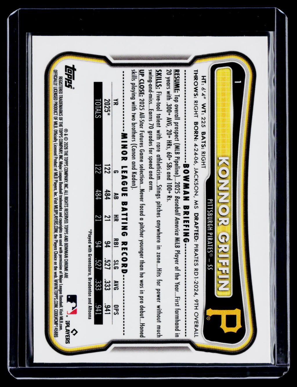 2026 Bowman Chrome Konnor Griffin Pulsar Refractor 67/399