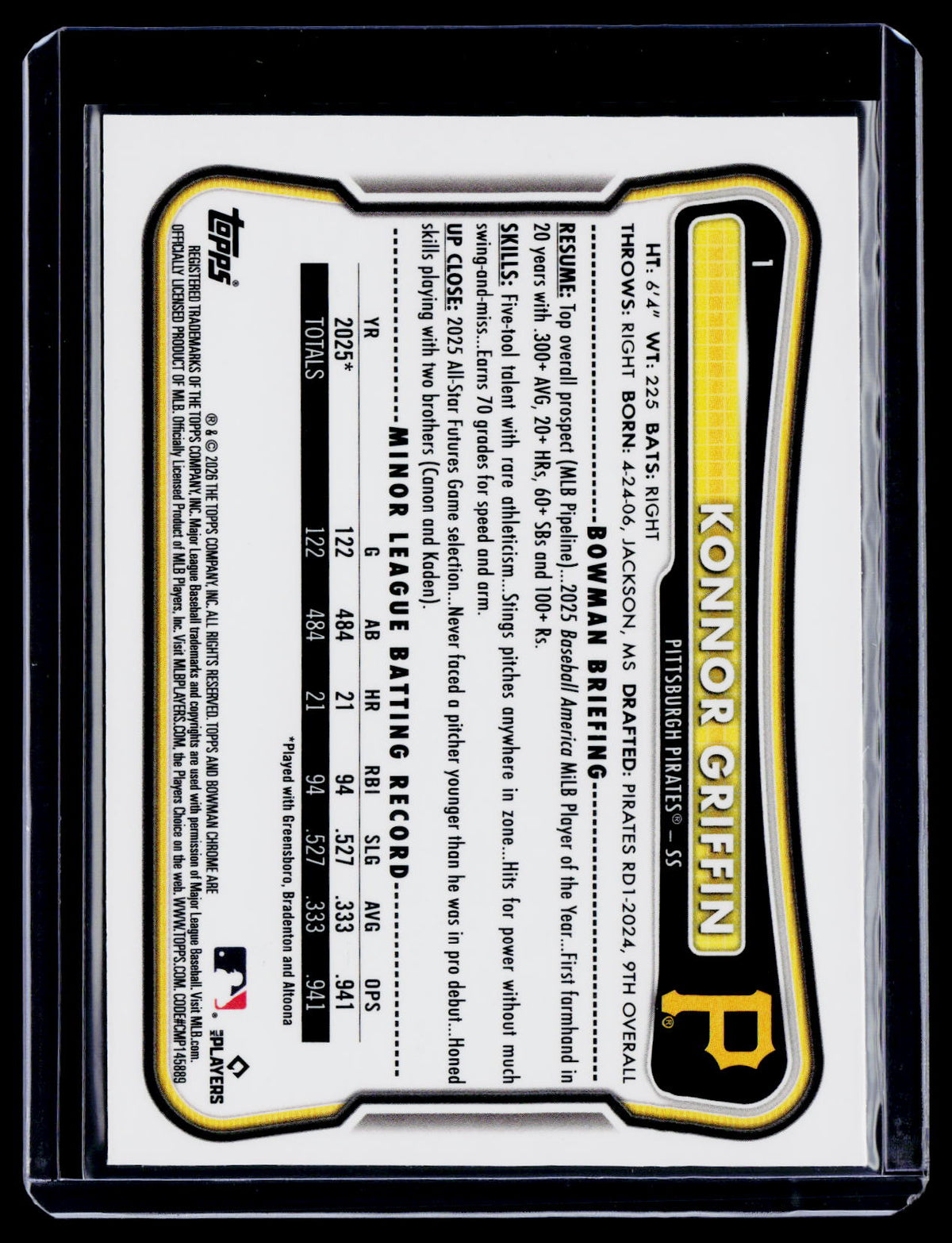 2026 Bowman Chrome Konnor Griffin Pulsar Refractor 67/399